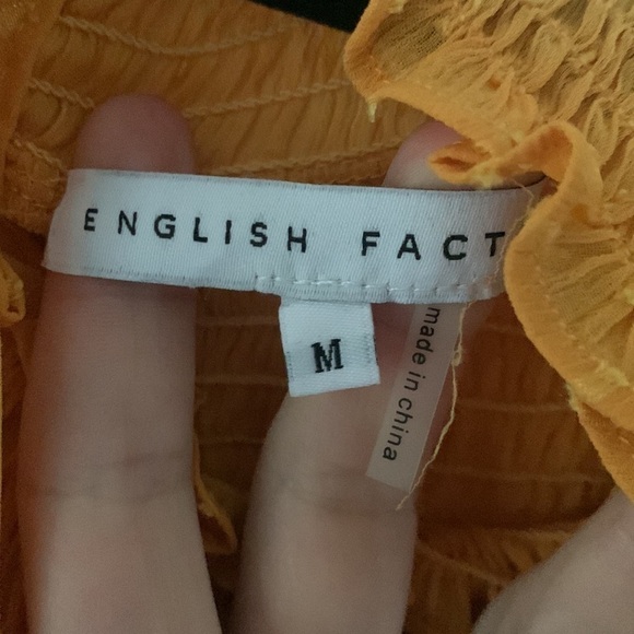 English Factory‎ Swiss Dot Smocked Maxi Dress medium mustard ruffle fall - Picture 8 of 16